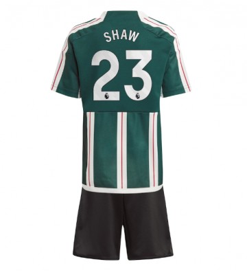 Manchester United Luke Shaw #23 Udebanesæt Børn 2023-24 Kort ærmer (+ korte bukser)